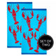 Renee Taylor Crayfish Velour Beach Towel - Blue/Red