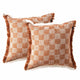 Renee Taylor Noah Checkered Cushion Twin Pack 50 x 50 Cms Terracotta