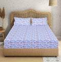 Linen Home White With Multi Color Flower Bed Sheet