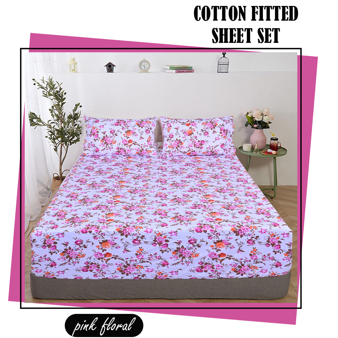 Linen Home Pink Floral Bed Sheet