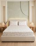 Pink Fluer Cotton Bedding Set – Fitted Sheet + 2 Pillow Covers