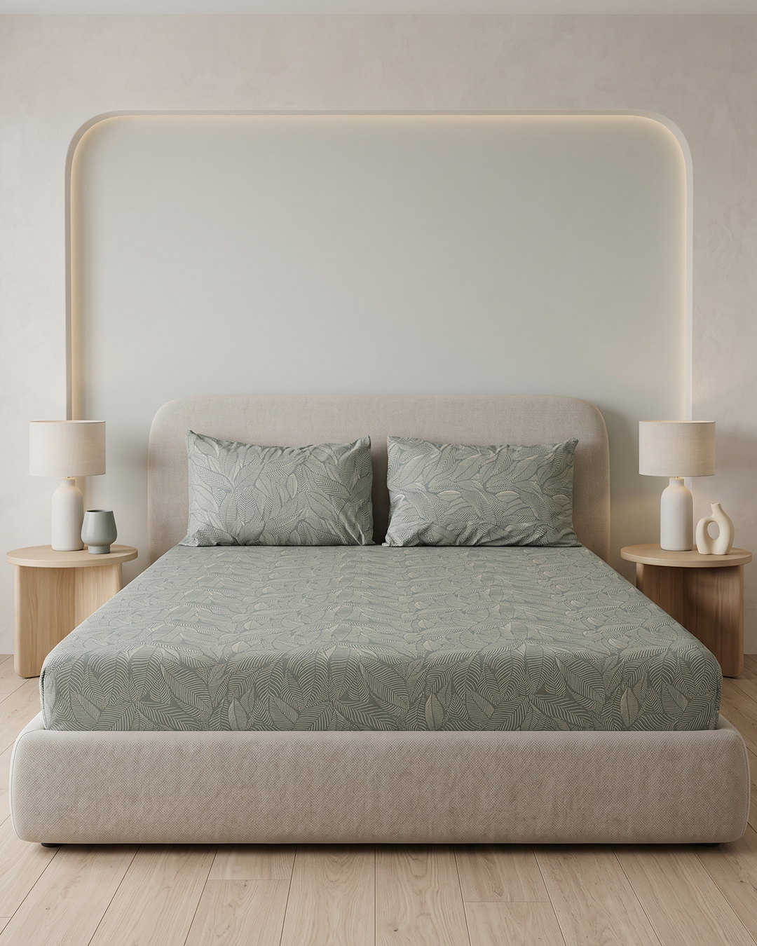 Verdant Cotton Bedding Set – Fitted Sheet + 2 Pillow Covers