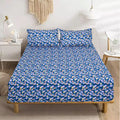 Linen Home Blue And Multi Floral Print Bed Sheet