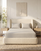 Oxford Stripe Cotton Bedding Set – Fitted Sheet + 2 Pillow Covers