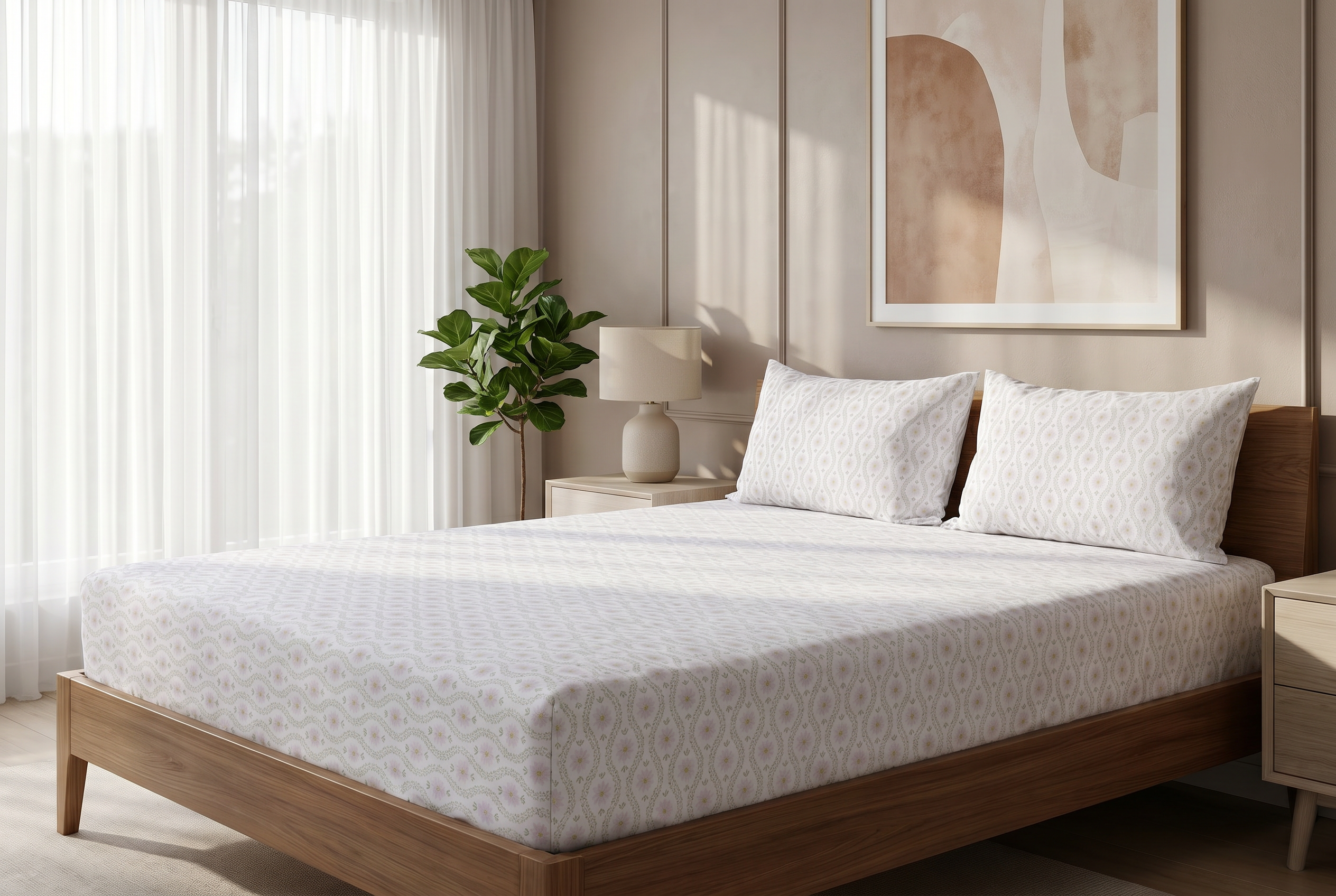 English Garden Pure Cotton Fitted Bed Sheet Combo