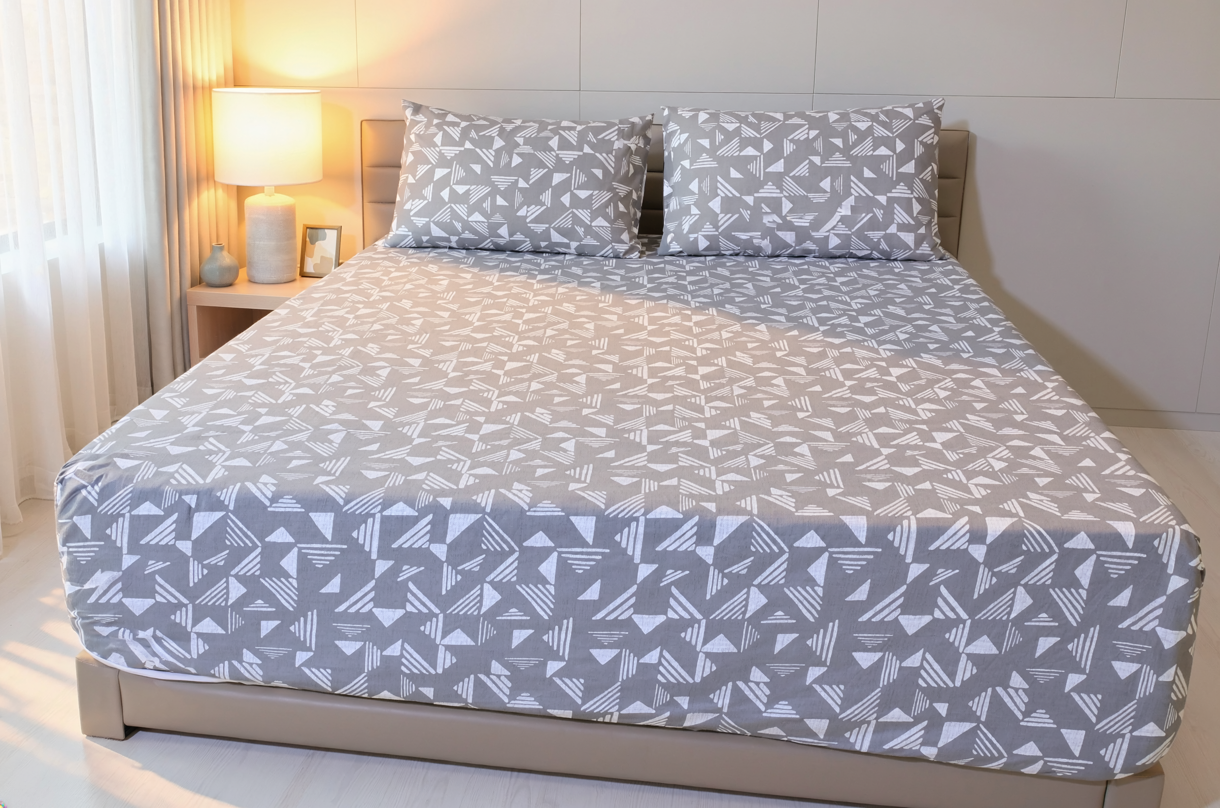 Geo Abstract Pure Cotton Fitted Sheet Combo