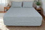 Green Fine Stripe Pure Cotton Fitted Sheet Combo
