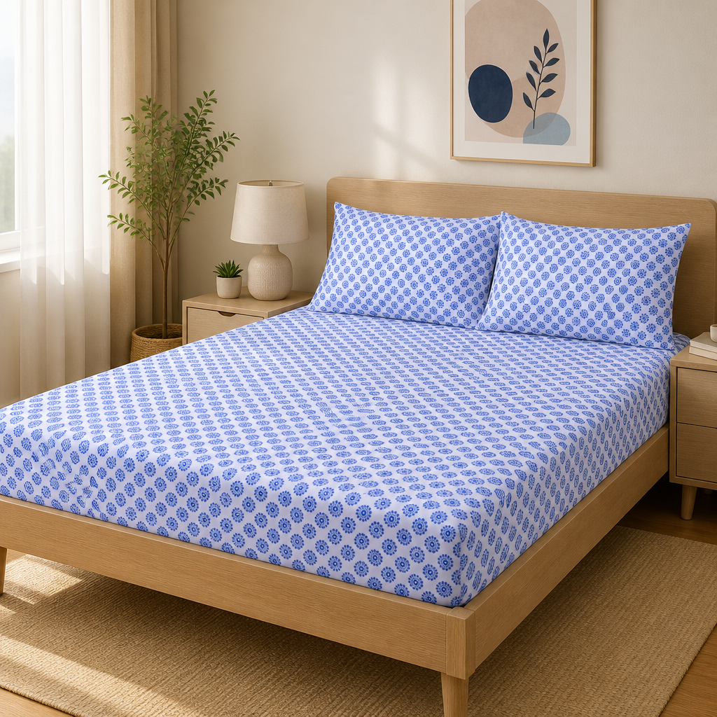 Indi Pure Cotton Fitted Sheet Combo