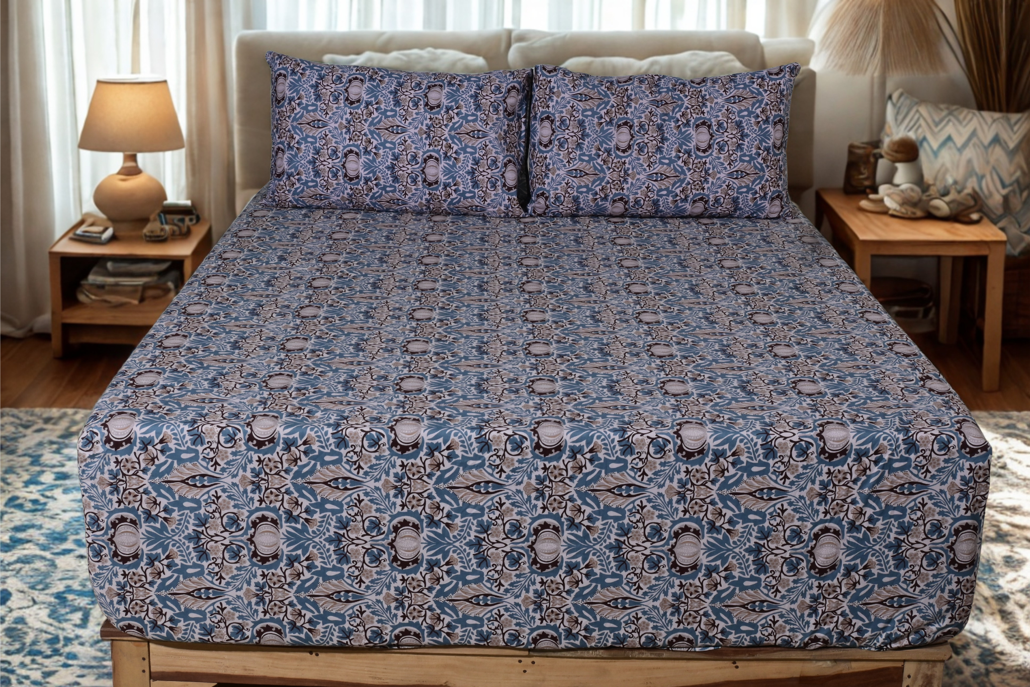 Iris Pure Cotton Fitted Sheet Combo