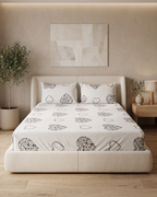 Waratah Sketch Cotton Bedding Set – Fitted Sheet + 2 Pillow Covers