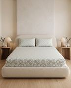 Petite Fluer Cotton Bedding Set – Fitted Sheet + 2 Pillow Covers