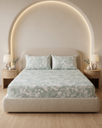 Misty Meadow Cotton Bedding Set – Fitted Sheet + 2 Pillow Covers
