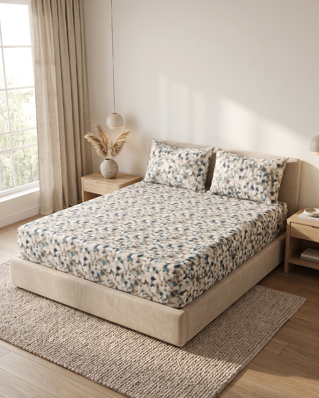 Mauve Splash Pure Cotton Bedding Set