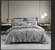 Renee Taylor Raven Jacquard Quilt cover set Charcoal