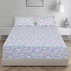 Linen Home Pink And Blue Floral Bed Sheet