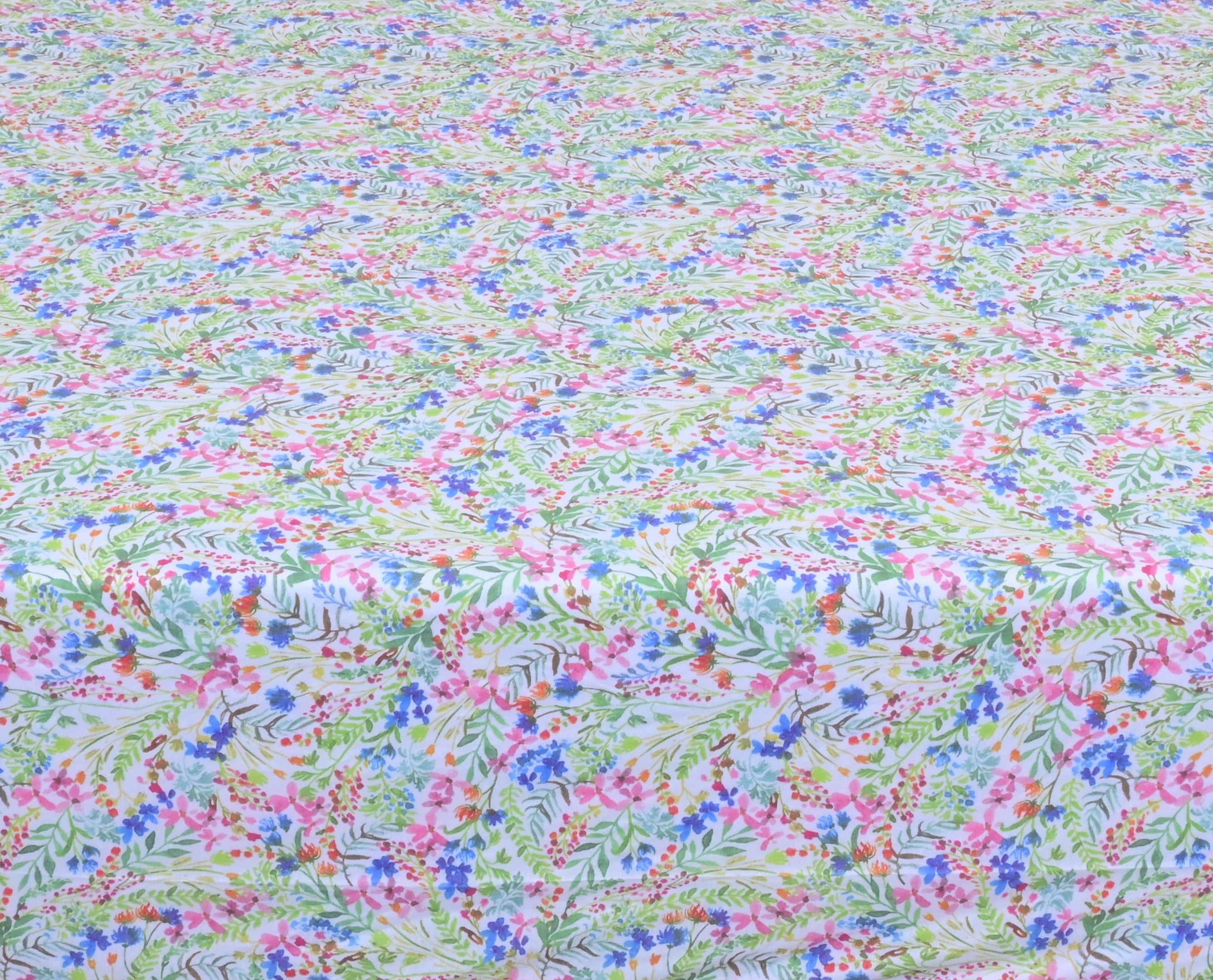Linen Home Pink And Blue Floral Bed Sheet