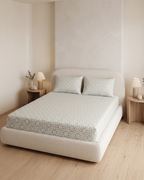 Petite Fluer Cotton Bedding Set – Fitted Sheet + 2 Pillow Covers