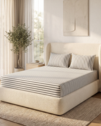 Oxford Stripe Cotton Bedding Set – Fitted Sheet + 2 Pillow Covers