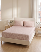 Miami Pink Cotton Bedding Set: Fitted Bed Sheet + 2 Pillow Covers