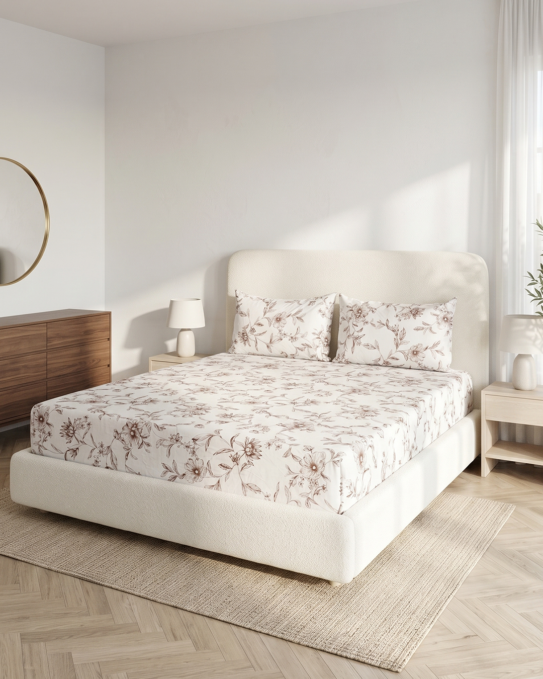 Provence Print Cotton Bedding Set – Fitted Sheet + 2 Pillow Covers