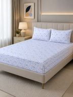 Azure Sprig Pure Cotton Fitted Sheet Combo