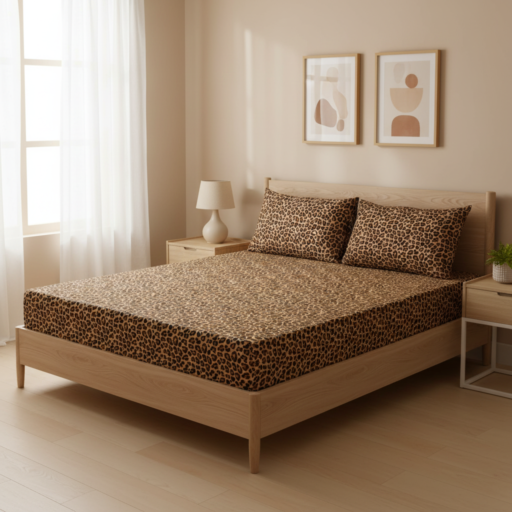 Glam Leopard Pure Cotton Fitted Sheet Combo