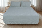 Green Fine Stripe Pure Cotton Fitted Sheet Combo