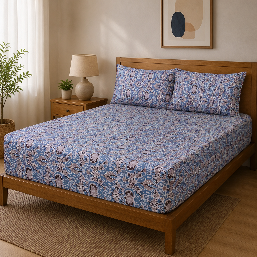 Iris Pure Cotton Fitted Sheet Combo