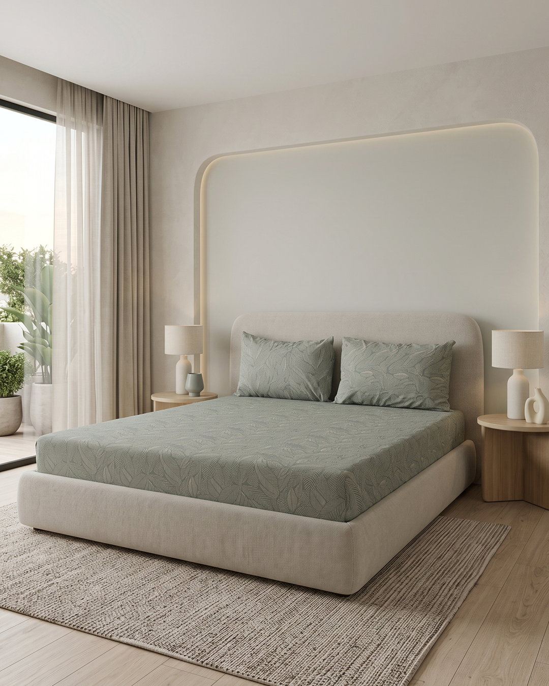 Verdant Cotton Bedding Set – Fitted Sheet + 2 Pillow Covers