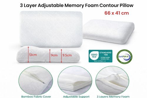 Hotel Living 3-Layer Adjustable Memory Foam Contour Pillow