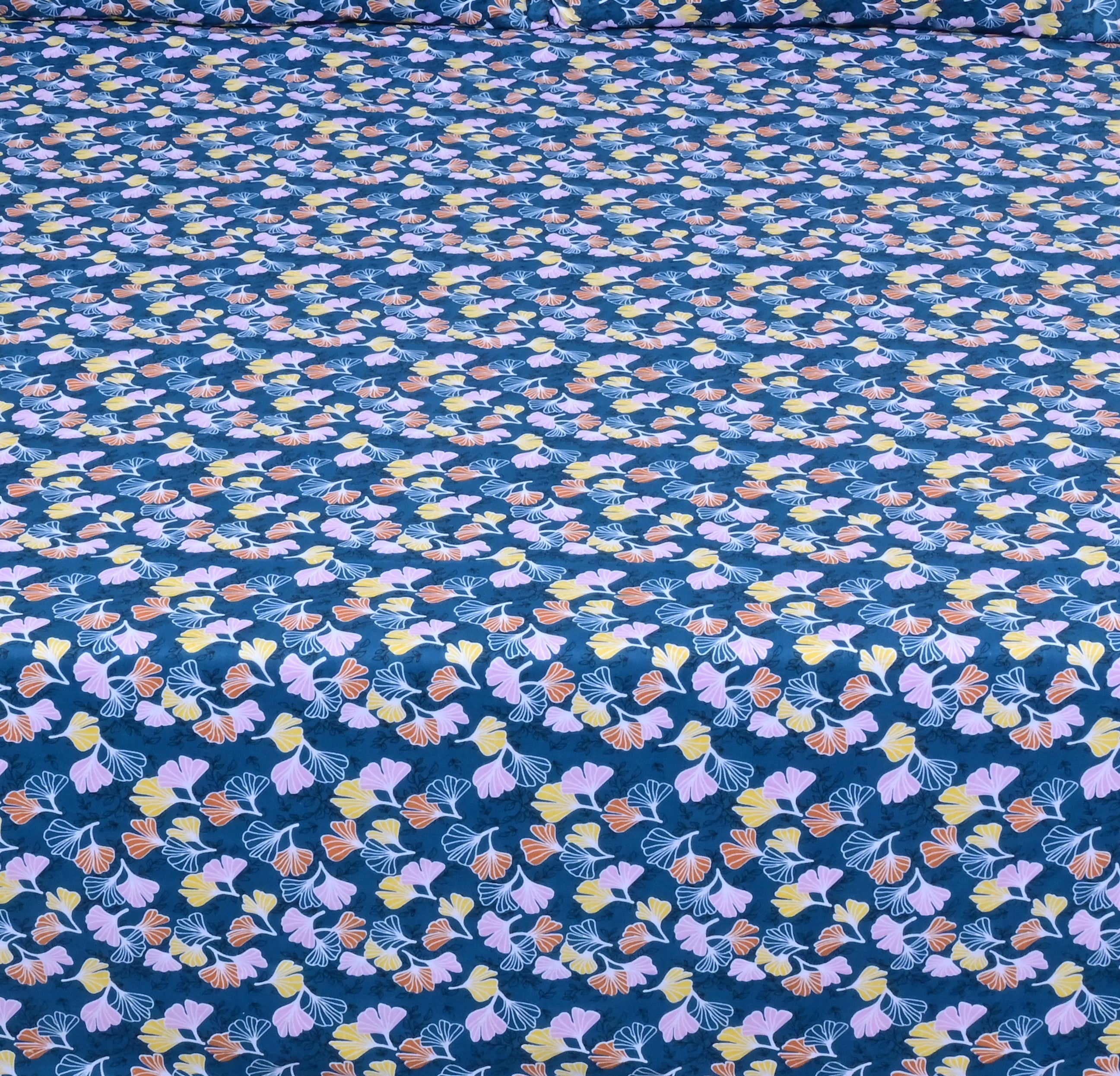 Linen Home Blue And Multi Floral Print Bed Sheet