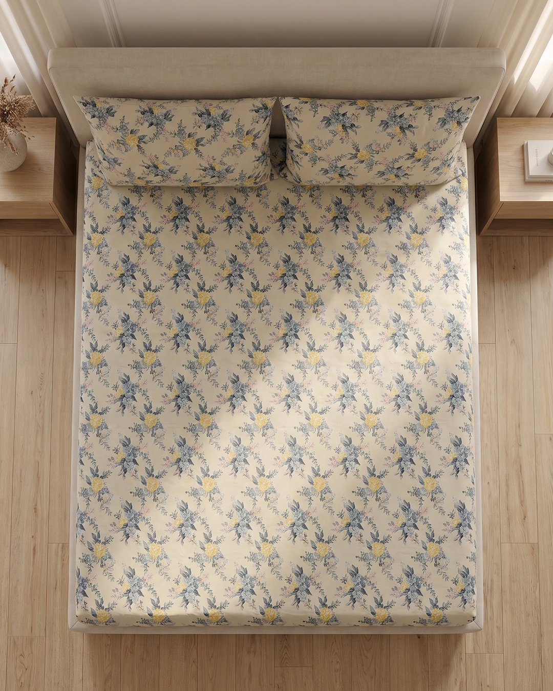 Marigold Pure Cotton Bed Sheet Set with 2 Pillow Covers