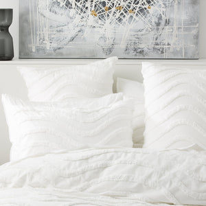 Cloud Linen Wave Quilt Cover Tufted Cotton Chenille Set White