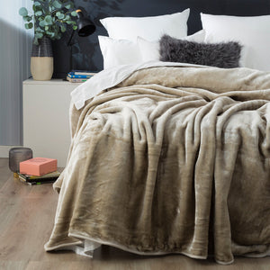 Renee Taylor Mink Blanket Acrylic Queen/King Taupe