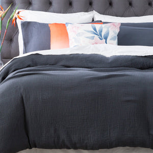 Renee Taylor Solana Washed Cotton Textured Quilt set Blue