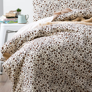 Park Avenue Snow Leopard Flannelette Quilt Cover set