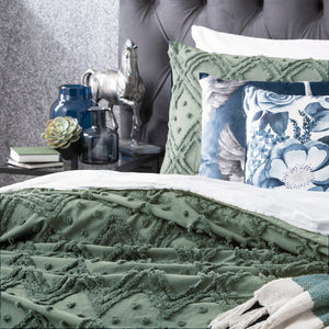 Park Avenue Medallion Vintage Tufted Quilt Cover Sage
