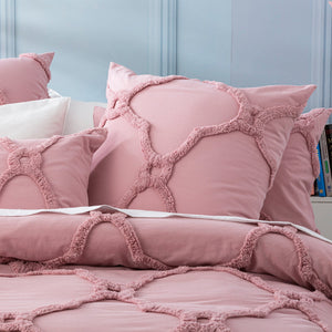 Renee Taylor Moroccan Quilt Cover Tufted Cotton Chenille Set Blush