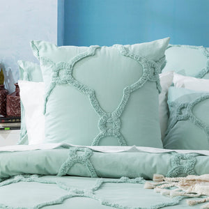 Renee Taylor Moroccan Quilt Cover Tufted Cotton Chenille Set Sage