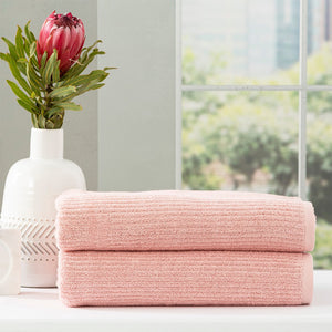Renee Taylor Cobblestone Ribbed Bath Towel Sets Blush