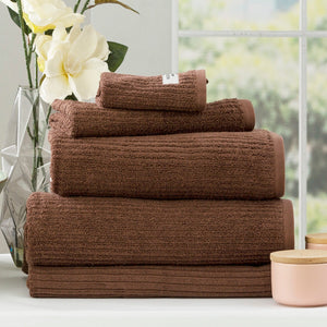 Renee Taylor Cobblestone Ribbed Bath Towel Sets Toffee