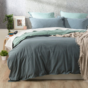 Renee Taylor Essentials Vintage Reversible Quilt Cover Mineral