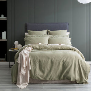 Renee Taylor Cavallo Linen Quilt cover Jade