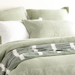 Renee Taylor Elegance Waffle Quilt Cover set Cotton Moss