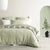 Renee Taylor Elegance Waffle Quilt Cover set Cotton Moss