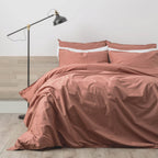 Renee Taylor Quilt Cover Helena Stone washed Set Redwood