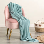 Renee Taylor Throw Cotton Knitted Moss French Blue