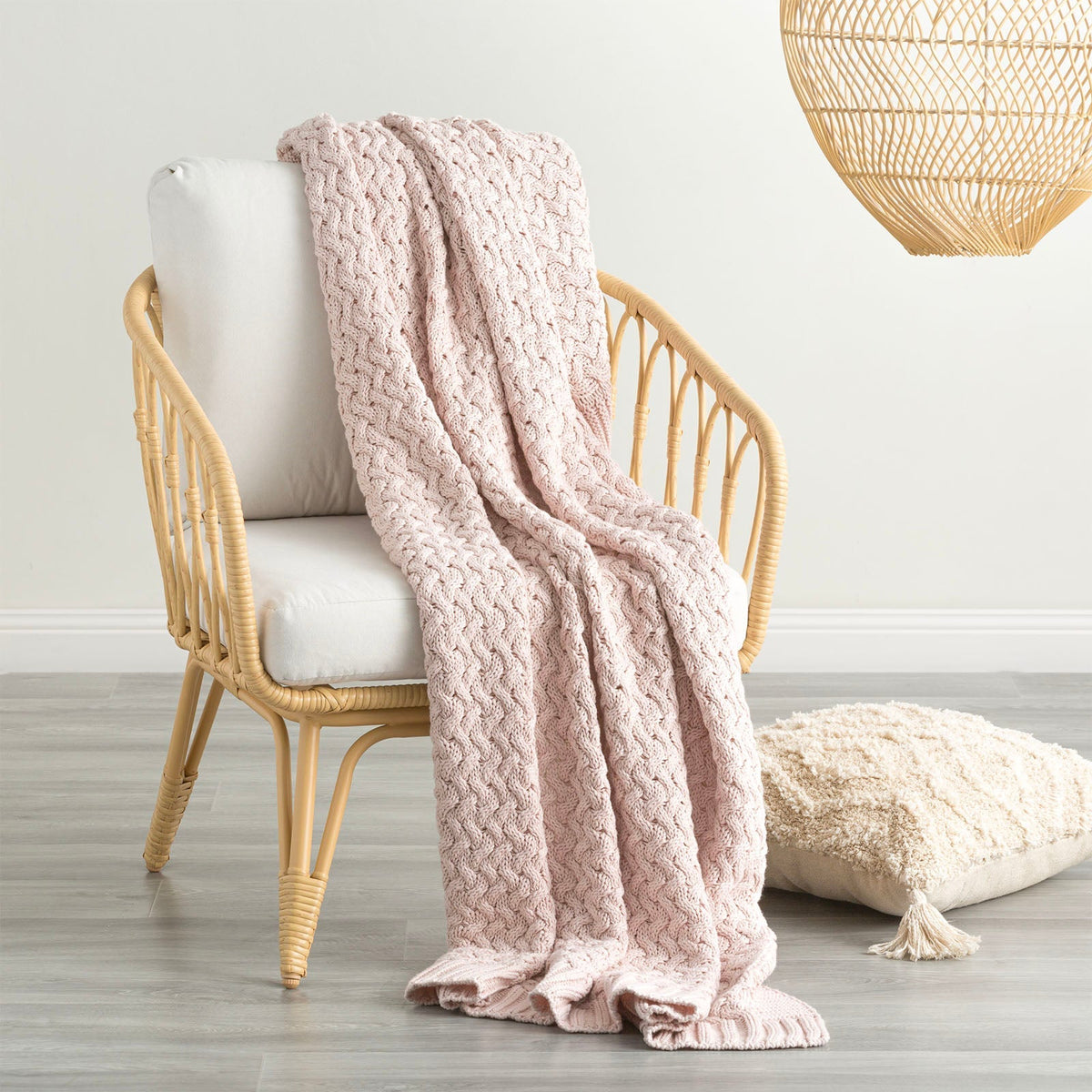 Renee Taylor Throw Cotton Knitted Lenni Primrose