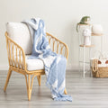 Renee Taylor Throw Vinatge washed Textured Cotton Ray Striped Artic