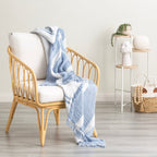 Renee Taylor Throw Vinatge washed Textured Cotton Ray Striped Artic